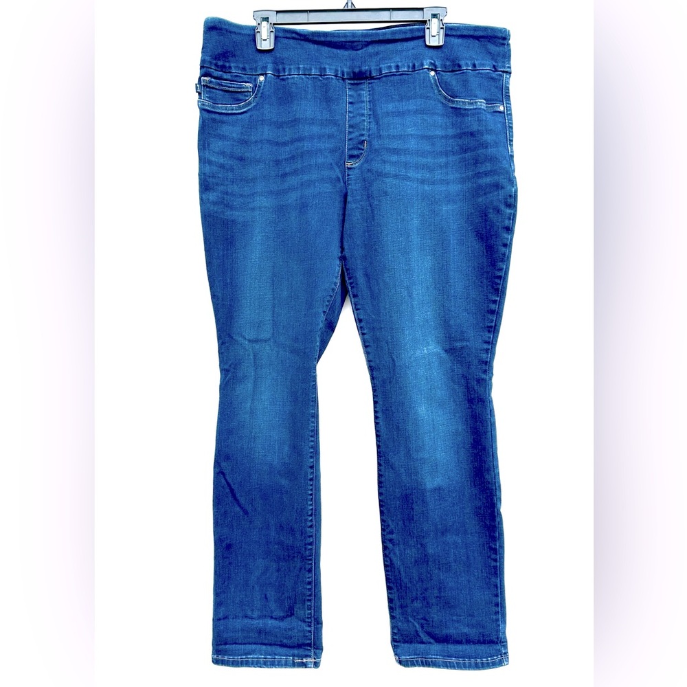 Dark blue denim jeans - stretch - pull-on